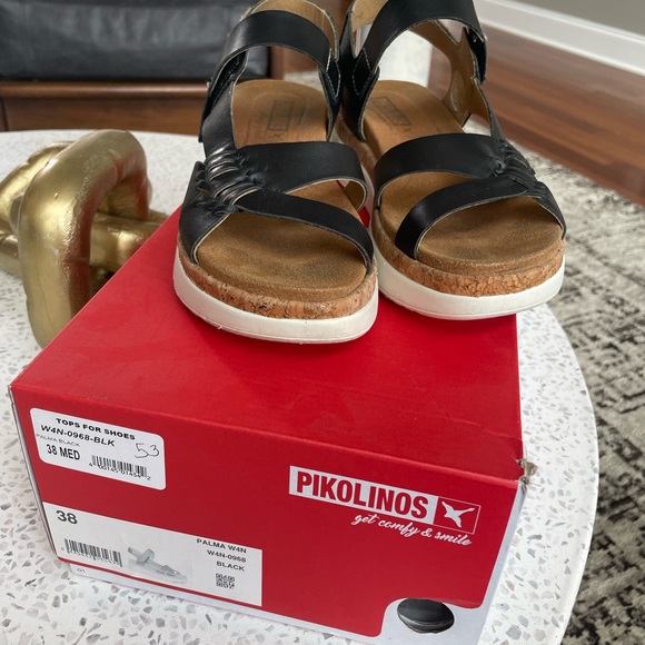 Pikolions Palma Wedge Sandals Black - Picture 3 of 5